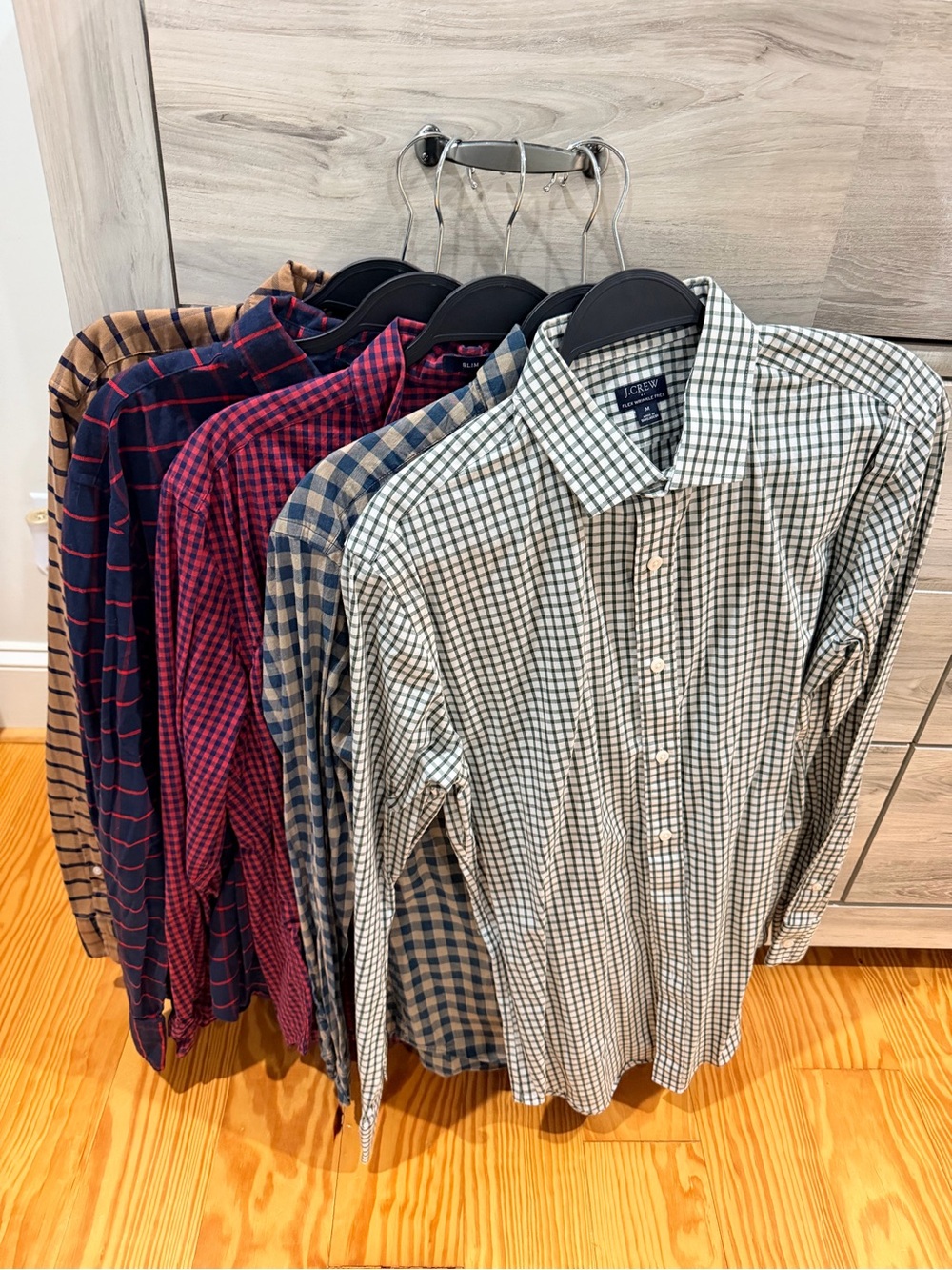 J. Crew Men's Green and White Check Cotton Button-Down Shirt